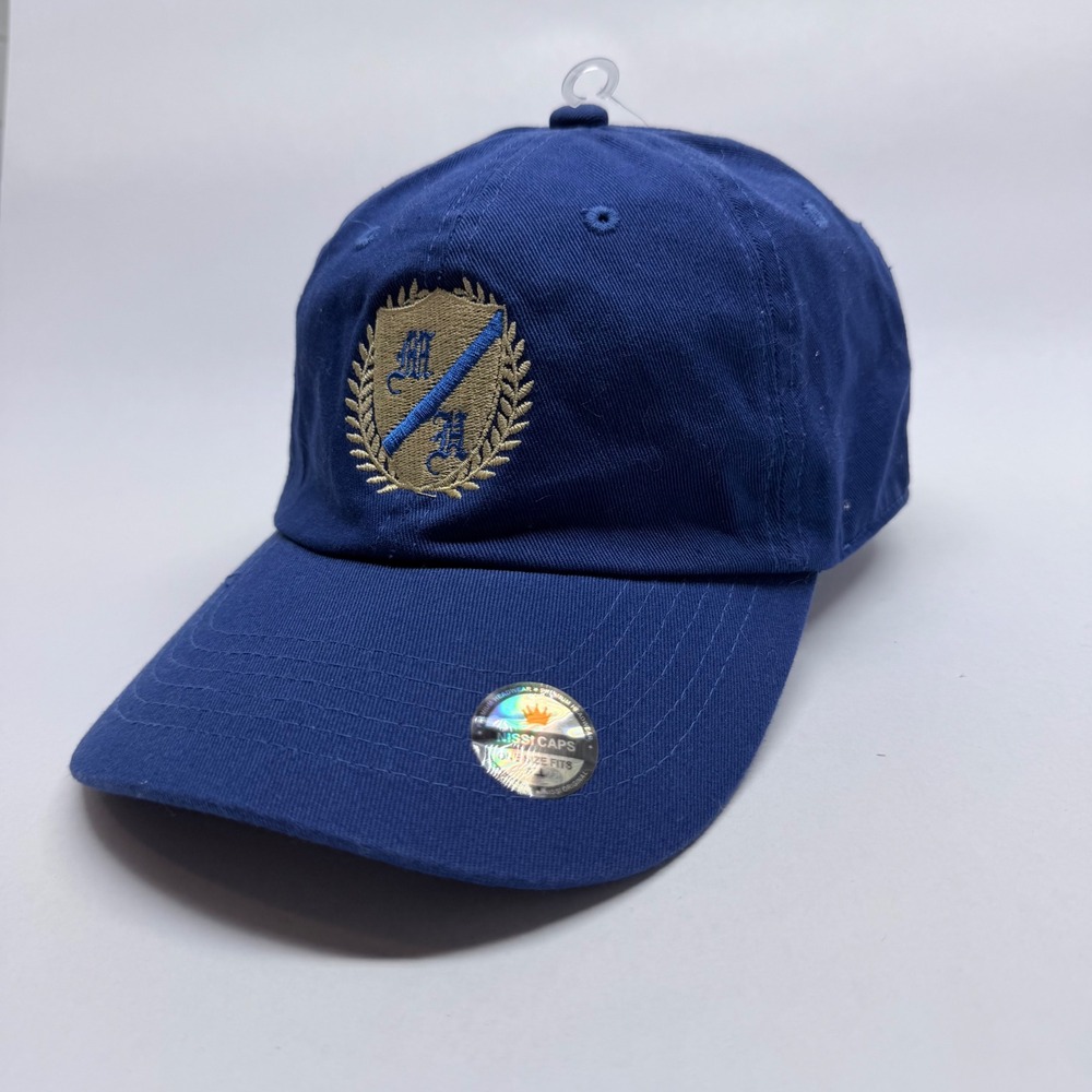 Nissi Caps Royal Blue Cotton Embroidered Crest Shield Baseball Hat Strapback